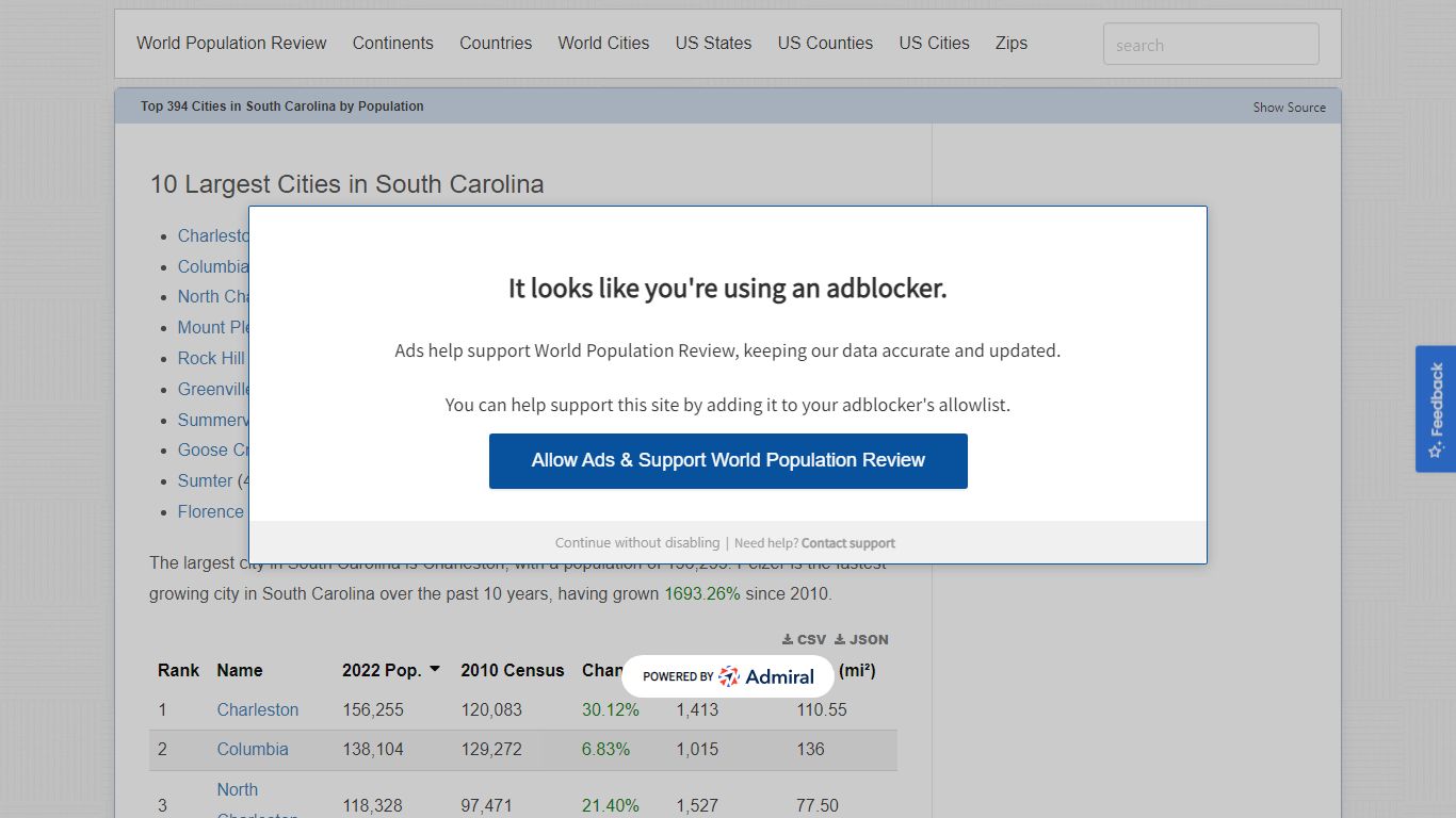 Cities in South Carolina by Population (2022) - worldpopulationreview.com